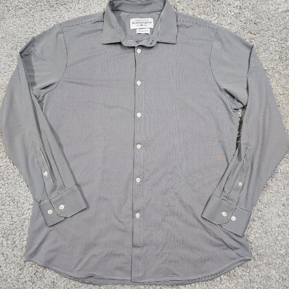 Mizzen Main Shirt Mens XXL Black White Check Button Spinnaker Trim Fit‎ Office - Picture 2 of 11
